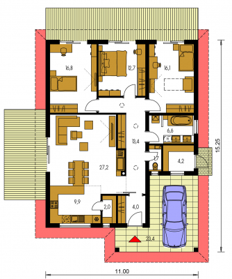 Plan de sol du rez-de-chaussée - BUNGALOW 228